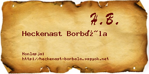 Heckenast Borbála névjegykártya